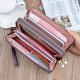 New women's wallet - long style double zipper hand-held bag, fashionable and checkered large capacity double-layer money clip, no change money bag.