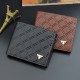New men's wallet - short style wallet, men's youth fashion casual check pattern multi-card slot thin soft leather wallet, zero wallet