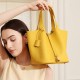 Oversized, high-quality genuine leather basket, TC, top-grain cowhide, niche, high-end, exquisite handbag bucket bag