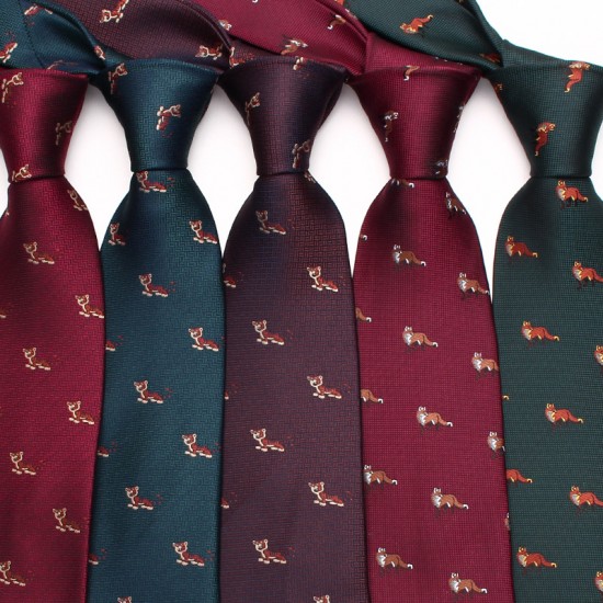 New retro animal pattern men's ties, 8cm polyester silk yarn-dyed, cut-out, hand-tied ties, wholesale
