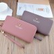 New women's wallet - long style double zipper hand-held bag, fashionable and litchi-patterned large capacity double-layer money clip, mobile phone bag.