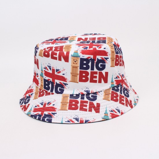 European and American style Union Jack bucket hat, reversible sun visor, personalized young couple's bucket hat for women