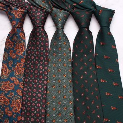 New green series men's business ties, retro and fashionable striped paisley polyester hand-tied ties, wholesale