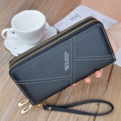 Long length wallet for men - detachable zipper, fashionable patchwork handbag, multi-card slot card bag, large capacity leather bag, retro style business suit bag