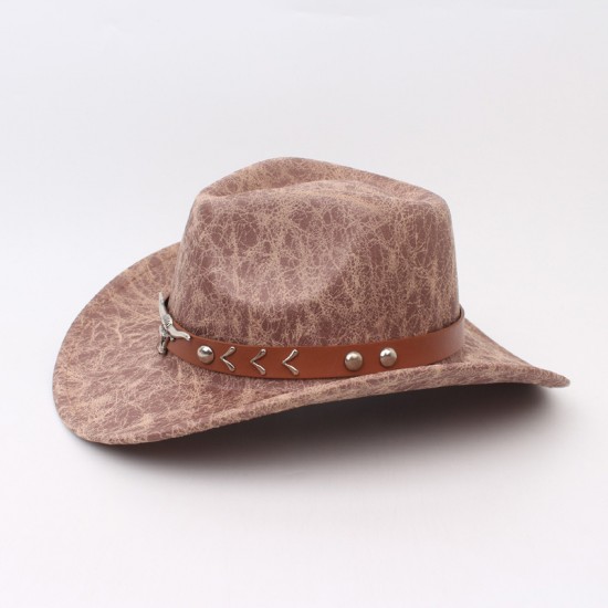 Overseas textured western cowboy hat with curved sides, smooth British-style jazz hat, retro gentleman's top hat, sun visor