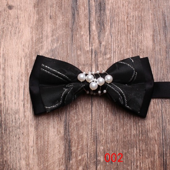 In-Stock Black Bow Ties for Men, Groomsmen, Wedding Suits, Wedding Photography, Personalized Fashion Pearl Accessories, Bow Ties
