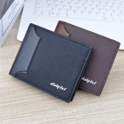 New men's wallet - short style wallet, multi-card slot men's youth fashionable patchwork casual thin soft leather wallet
