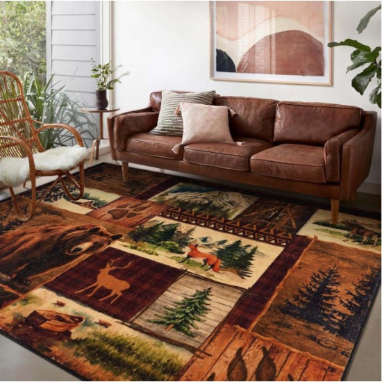 Cross-border American retro ethnic-style living room wall-to-wall carpet, non-slip and stain-resistant, bedroom, easy-care, bedside rug available for shipping