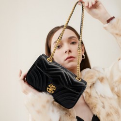 Top-layer cowhide small perfume bag, niche high-end genuine leather women's bag, 2025 new style heart diamond chain bag