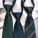 Leier men's silver-green tie, easy-to-pull 8cm business tie, zippered lazy tie, striped tie manufacturer.