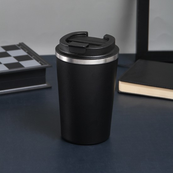 Stainless steel vacuum thermos with creative and stylish flip-top coffee cup, direct drinking outdoor portable cup, wholesale