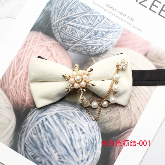 Groom's wedding formal bow ties with diamond embellishments, Korean-style British red wedding bow ties wholesale