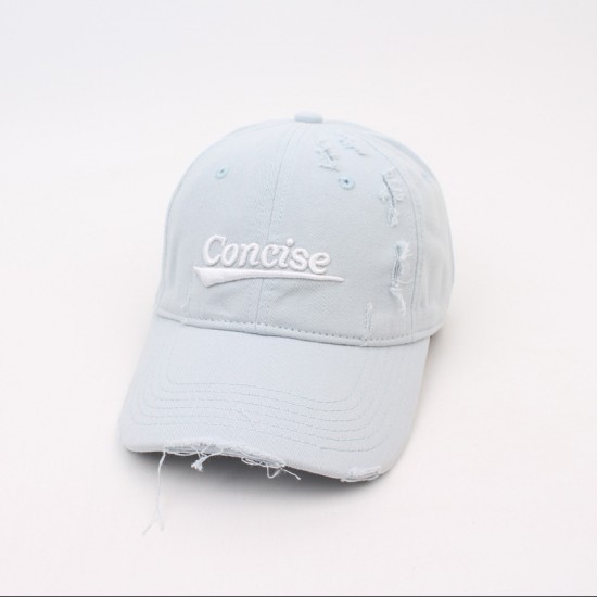 Concise washed and ripped baseball cap for women, spring and summer, personalized, frayed-edged, casual travel sun hat for men.