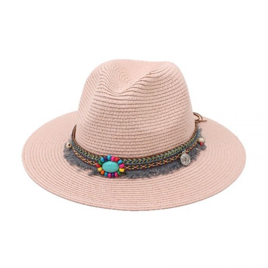 Cross-border ethnic jazz hat, spring/summer beach vacation straw hat, versatile casual beach hat, retro hat Cross-border ethnic jazz hat, spring/summer beach vacation straw hat, versatile casual beach hat, retro hat