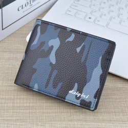 New style men's purse - short length, money clip, young man, fashionable casual checkered multi-card slot thin soft leather bag, zero wallet