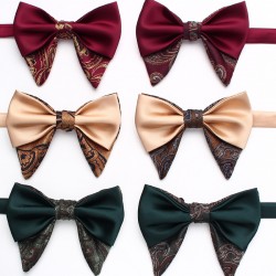 Leier solid-color men's double-layered ox-horn bow ties, in stock, polyester jacquard casual wedding neckties.