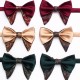 Leier solid-color men's double-layered ox-horn bow ties, in stock, polyester jacquard casual wedding neckties.