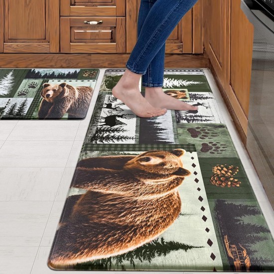 Cross-border American country-style long kitchen mats, absorbent, non-slip and wear-resistant, easy-care, two-piece set available for shipping