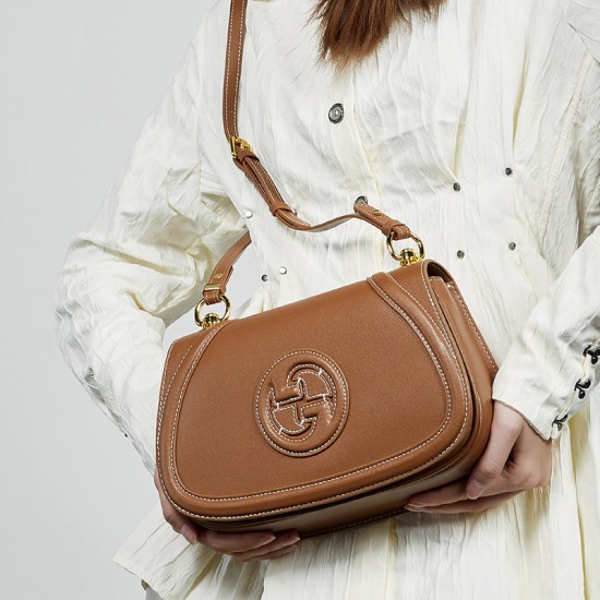 2025 new saddle bag, luxury retro genuine leather shoulder and crossbody bag, versatile luxury underarm bag