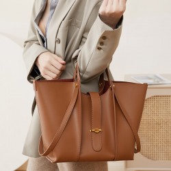 Strict Genuine Leather Chanel-Style Diamond-Chain Bucket Bag, 2025 New High-End Niche Crossbody Shoulder Bag