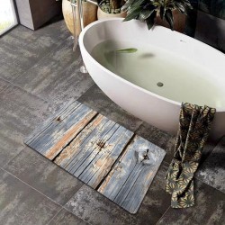 Cross-border retro imitation wood grain diatom mud floor mat for bathroom shower, non-slip, absorbent, and dirt-resistant entrance mat