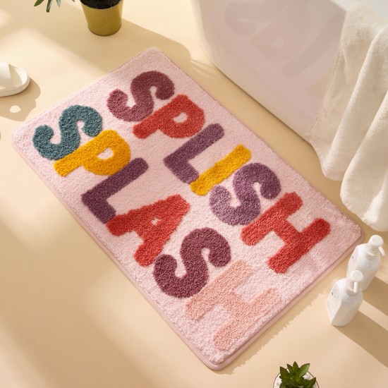 Cartoon wash time bathroom faux cashmere absorbent doormat, thick entryway doormat in stock.