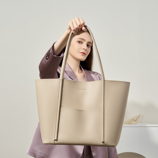 2025 new genuine leather tote bag, large summer handbag, cowhide commuting shoulder bag, large capacity