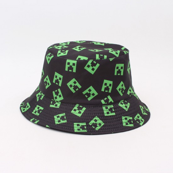 Foreign European and American cartoon crane bucket hat, canvas fabric, double-sided sun hat for students and couples.
