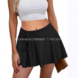 Summer cross-border European and American new style Amazon elastic waist fringe spliced printed casual loose shorts for women