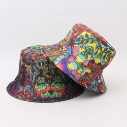 Foreign jewelry, position print, double-sided bucket hat, spring and summer outdoor sun protection and casual hat.