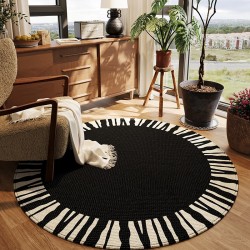 Factory Direct Light Luxury Minimalist Round Living Room Decorative Sofa Rug, Non-Slip, Wear-Resistant, Easy-Care Bedroom Rug