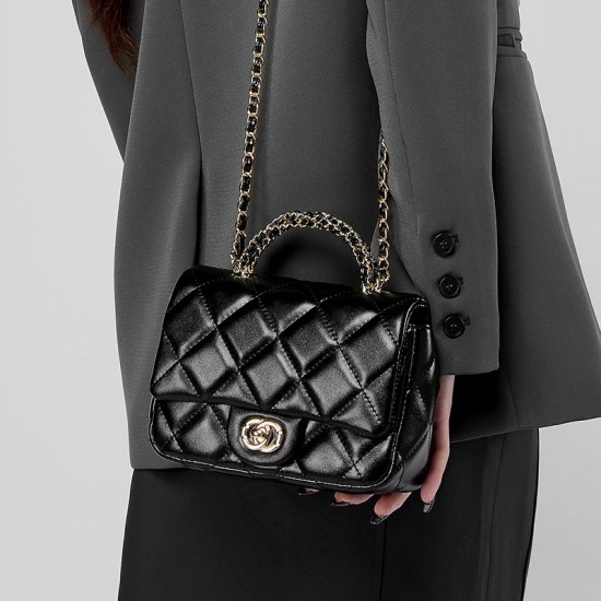 Women's bags, 2025 New Chanel-style metal chain diamond-patterned handbag, versatile shoulder and crossbody used women's bag.