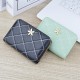 New women's card case - short style, zipper card case, student, mini portable card holder, checkered pattern, soft leather case, small purse