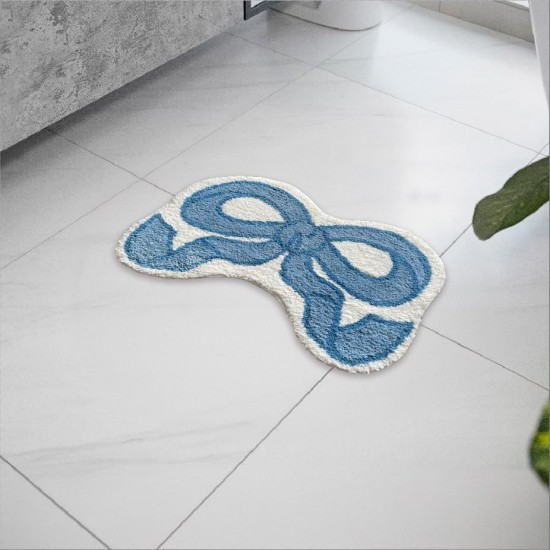 Amazon shaped bow faux cashmere floor mat, absorbent bathroom doormat, easy-care entrance doormat in stock.