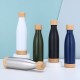 New cross-border bamboo-bottomed cola bottle, stylish and simple, 304 stainless steel vacuum insulated tumbler, bamboo lid, outdoor portable straw cup