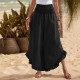 Four seasons European and American style women's 2025 new style fashionable gathered waist vacation-style ruffled hem wide-leg casual pants for women
