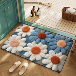 American floral crystal velvet floor mats for home entryways, stain-resistant, wear-resistant, and easy-care bathroom mats.
