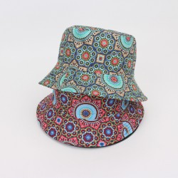 Overseas AliExpress bucket hat, coconut tree digital print bucket hat, reversible sun visor