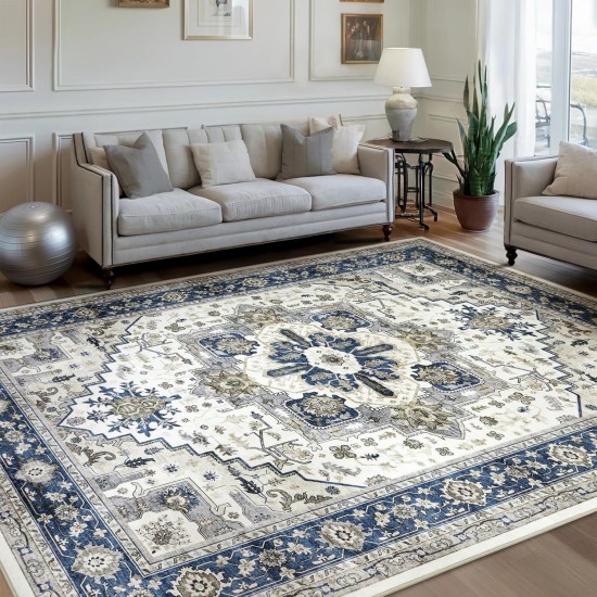 TEMU Cross-border Persian Living Room Carpet, Bedroom Stain-Resistant, Easy-Care, Dust-Resistant, Easy-Care, Bedside Decorative Blanket