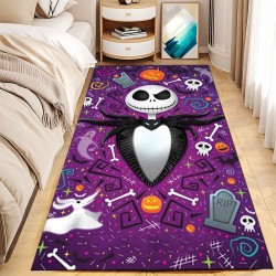 TEMU Cross-border Halloween Horror Skull Carpet, Bedroom Stain-Resistant, Non-Slip, Easy-Care, Bedside Blanket