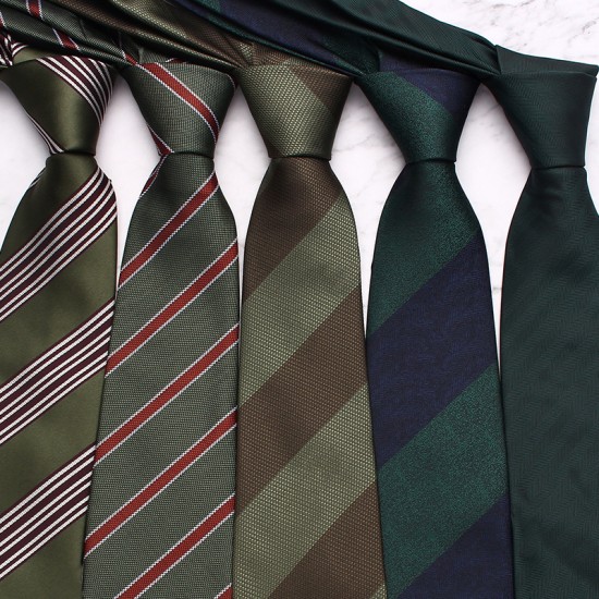 New green series men's business ties, retro and fashionable striped paisley polyester hand-tied ties, wholesale