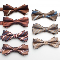 2022 New Fashion Brown Bow Ties Men's double-layer wedding groomsmen bow ties in various styles, ready for wholesale.