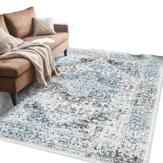 Cross-border TEMU Bohemian style carpet for home living room decoration, dirt-resistant, non-slip, and easy-care Coffee table rugs available for shipping.