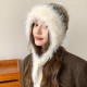 Korean-style autumn and winter warm knitted beanies, rabbit fur hats, earmuffs, and color-blocked plush earmuffs.