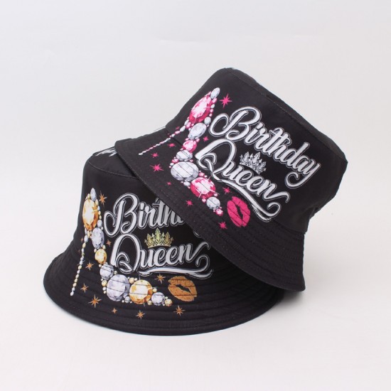Cross-border reversible bucket hat with beer bottle print, versatile outdoor sun protection hat for couples
