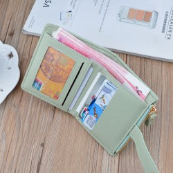New style women's purse - short length, money clip, female student, fashionable lettering print mini small leather bag with hanging loop, detachable zipper zero wallet