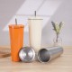 Solid color 304 stainless steel double-layer vacuum insulated mug, large-capacity portable thermos, outdoor car mug