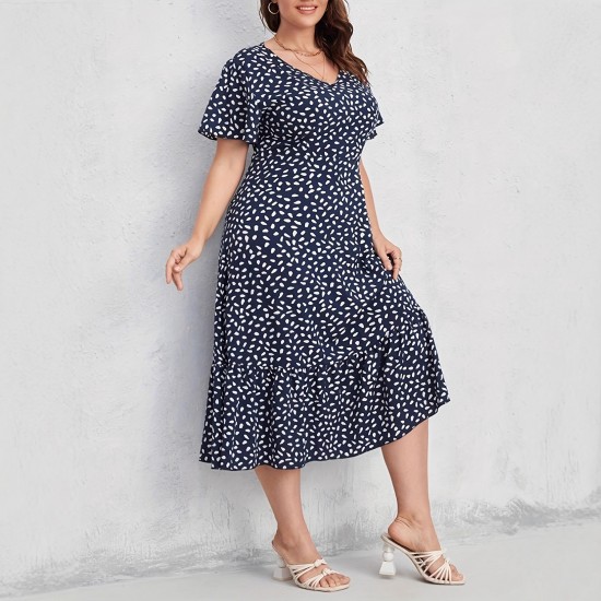 Printed dress elegant office orange loose waist pullover dress printed loose waist bohemian midi dress Printed dress elegant office orange loose waist pullover dress printed loose waist bohemian midi dress