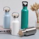 Stainless steel sports water bottle with bamboo and wooden lid, large-mouthed insulated mug, portable single-layer, wholesale for export.