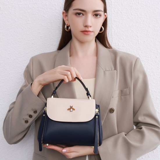 New Chinese-style beaded chain crossbody bag, 2025 new style, vintage waxed leather pleated bag, handbag